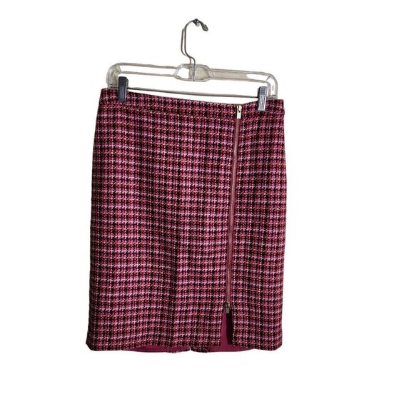 Talbots Pink Tweed Exposed Front Zip Pencil Skirt Size 8p - Picture 2 of 6